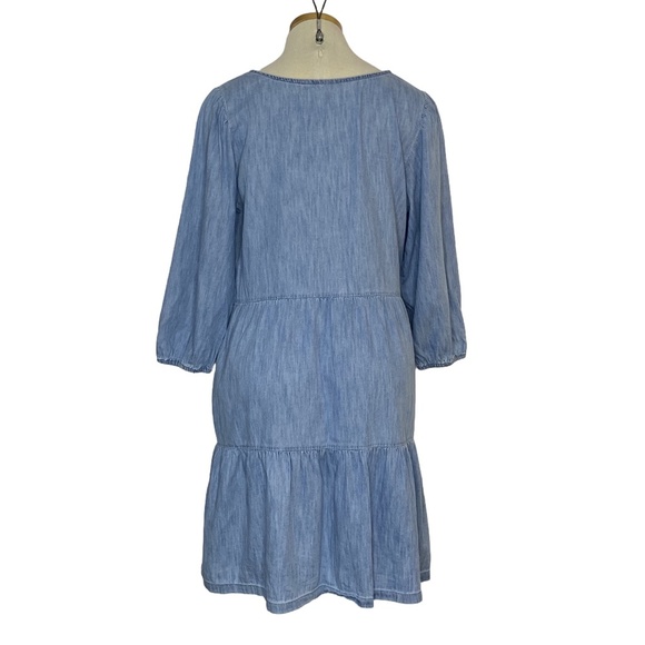 GAP 100% Organic Cotton Light Indigo Denim Tiered Dress with Washwell Pockets M - Picture 9 of 15